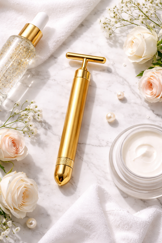 Gold Electric Beauty Stick Strong Vibration RF Facial Massager Slimming Tool Facial Tightening Tool