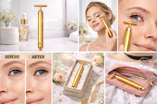 Gold Electric Beauty Stick Strong Vibration RF Facial Massager Slimming Tool Facial Tightening Tool